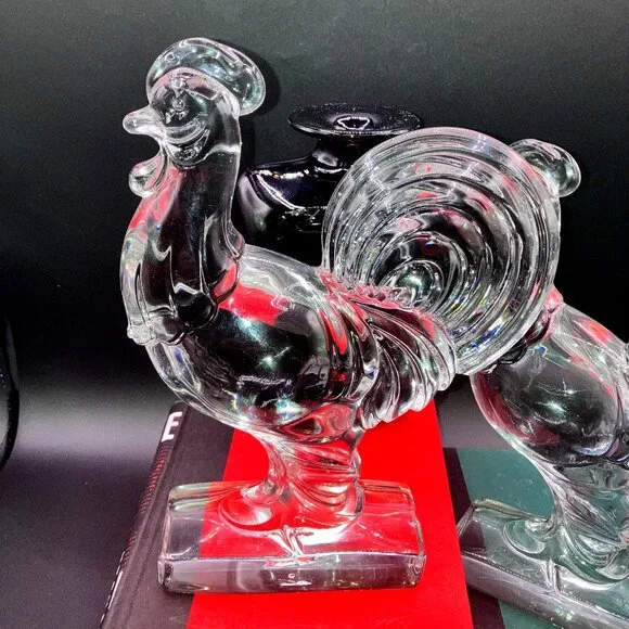 1950's Paden City GlassManganese Glass Rooster (2 Available) Bookend Sculpture